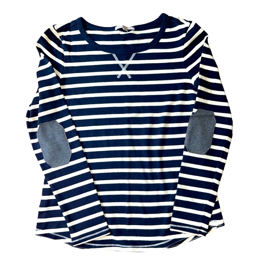 Gap Striped Pullover Long Sleeve Shirt Elbow Patches Size Small